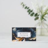 青と黄金の抽象デザイン 名刺 (スタンド正面)