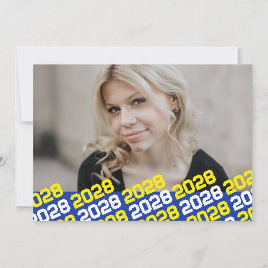 青と黄4枚の写真卒業のお知らせ 招待状 (裏面)