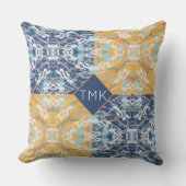 青と黄 クッション (正面)