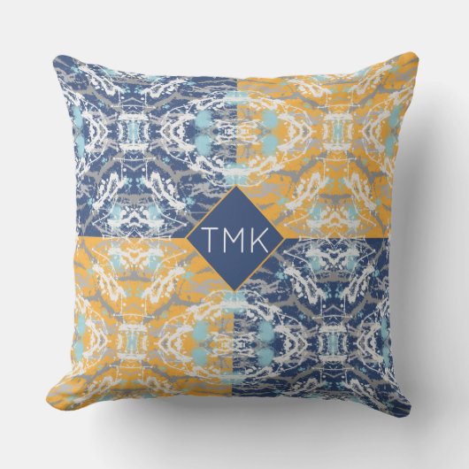 青と黄 クッション (正面)