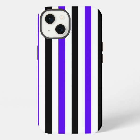 青と黒と白のストライプデザイン iPhoneケース (裏面)