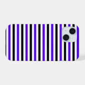 青と黒と白のストライプデザイン iPhone 15ケース (裏面横)