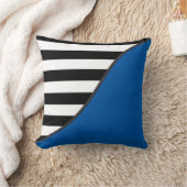 青と黒と白の両ストライプ方を反転 クッション (ブランケット)