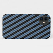 青と黒と白の斜めストライプのピンストライプ Case-Mate iPhoneケース (裏面(横))
