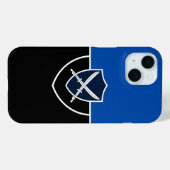 青と黒に交差する剣を持つシールド Case-Mate iPhoneケース (裏面 (横))