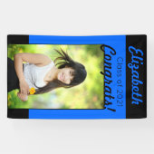 青と黒のおめでとうワンフォト卒業パーティー 横断幕 (横)