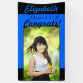 青と黒のおめでとうワンフォト卒業パーティー 横断幕 (縦)