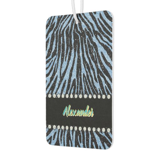 青と黒のアクセントを使用したゼブラ印刷 カーエアーフレッシュナー (左)