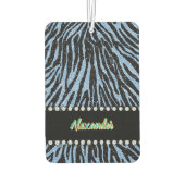 青と黒のアクセントを使用したゼブラ印刷 カーエアーフレッシュナー (裏面)