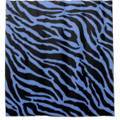 青と黒のアニマルプリントストライプ シャワーカーテン (正面)