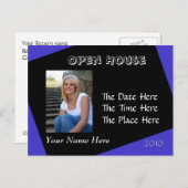 青と黒のオープンハウスはがき インビテーションポストカード (正面/裏面)