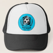 青と黒のカスタマイズ可能なサッカーデザイン キャップ (正面)