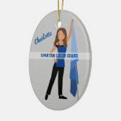 青と黒のカラーガード茶髪 セラミックオーナメント (左)