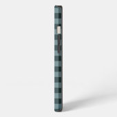 青と黒のギンガムチェック柄 iPhoneケース (左側面)