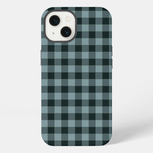 青と黒のギンガムチェック柄 iPhoneケース (裏面)