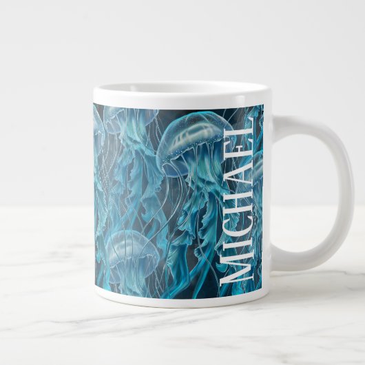 青と黒のクラゲ ジャンボコーヒーマグカップ (右)