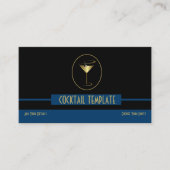 青と黒のクラシーなシンプル金ゴールドロゴバーテン 名刺 (正面)