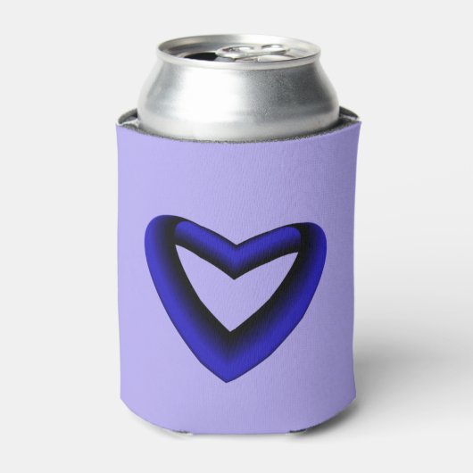 青と黒のグラデーションハート 缶クーラー (缶正面)