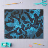 青と黒のグリッターの波型 薄葉紙 (クラフト)