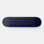 青と黒のグリッド柄スケートボードデッキ スケートボード (横)