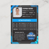青と黒のサッカーのトレーディングカード(統計あり) コーリングカード (裏面)