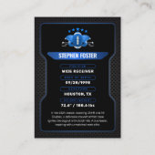 青と黒のサッカートレーディングカードプレーヤーの写真 コーリングカード (裏面)