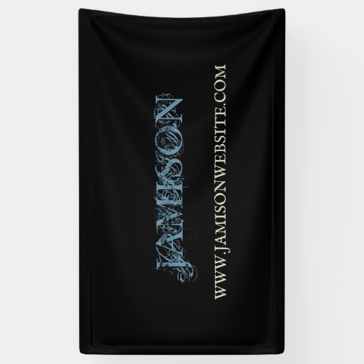 青と黒のシックなアートビジネス名 横断幕 (縦)