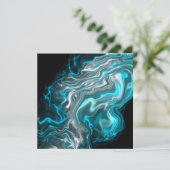 青と黒のシルキーサテンデジタルアート サンキューカード (スタンド正面)