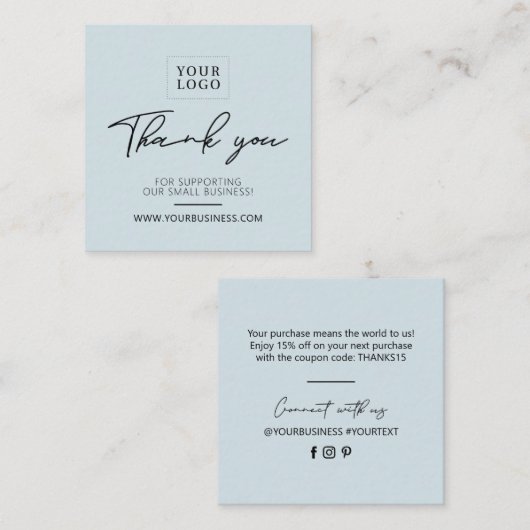 青と黒のシンプルのご案内 スクエア名刺 (正面/裏面)