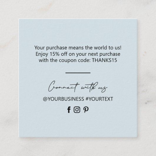 青と黒のシンプルのご案内 スクエア名刺 (裏面)