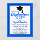 青と黒のスクールカラーズグラードパーティー インビテーションポストカード (正面)