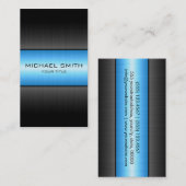 青と黒のステンレス鋼メタル 名刺 (正面/裏面)