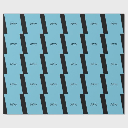 青と黒のストライプの名前 ラッピングペーパー (フラット)