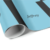 青と黒のストライプの名前 ラッピングペーパー (ロールコーナー)