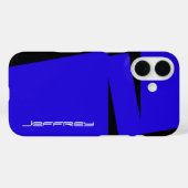 青と黒のストライプ名前をカスタムするオンストライプ、/白 Case-Mate iPhoneケース (裏面 (横))