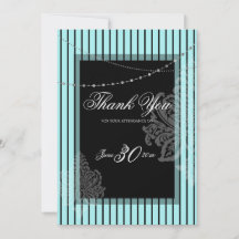 青と黒のストライプ招待状