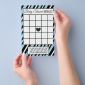 青と黒のストライプ男の子のシャワーゲーム チラシ (ハンドル)