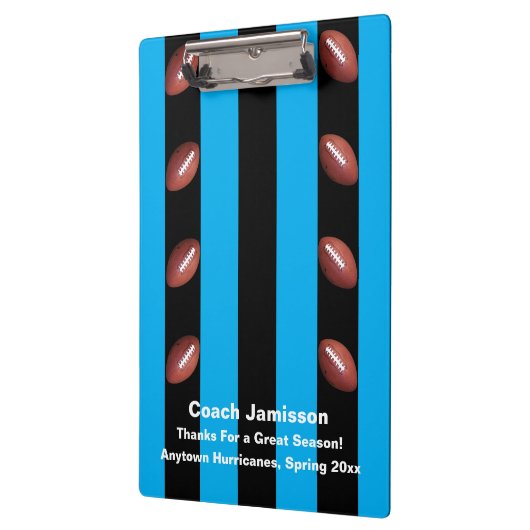 青と黒のストライプ、サッカーコーチ、名前 クリップボード (左)