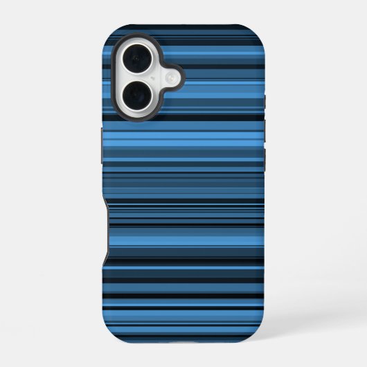青と黒のストライプ iPhone 16ケース (裏面)