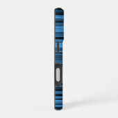 青と黒のストライプ iPhone 16ケース (右側面)