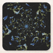 青と黒のセージのフラクタル芸術 スクエアペーパーコースター (正面)