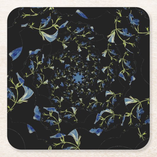 青と黒のセージのフラクタル芸術 スクエアペーパーコースター (正面)
