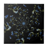 青と黒のセージのフラクタル芸術 タイル (正面)