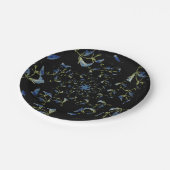 青と黒のセージのフラクタル芸術 ペーパープレート (アングル)