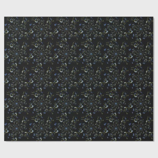 青と黒のセージのフラクタル芸術 ラッピングペーパー (フラット)