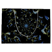 青と黒のセージのフラクタル芸術 ラージペーパーバッグ (裏面)