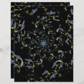 青と黒のセージフラクタルアートスクラップブック紙 (正面/裏面)