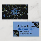 青と黒のセージフラクタルアートモノグラム 名刺 (正面/裏面)