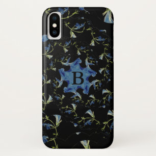 青と黒のセージフラクタルアートモノグラム iPhone X ケース