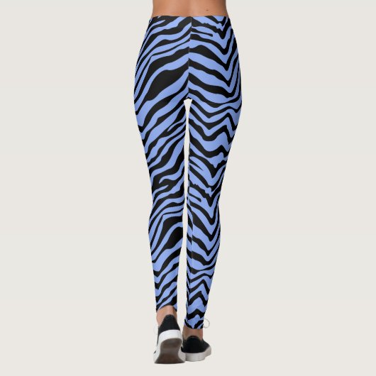 青と黒のゼブラ動物のパターンレギンス レギンス (裏面)